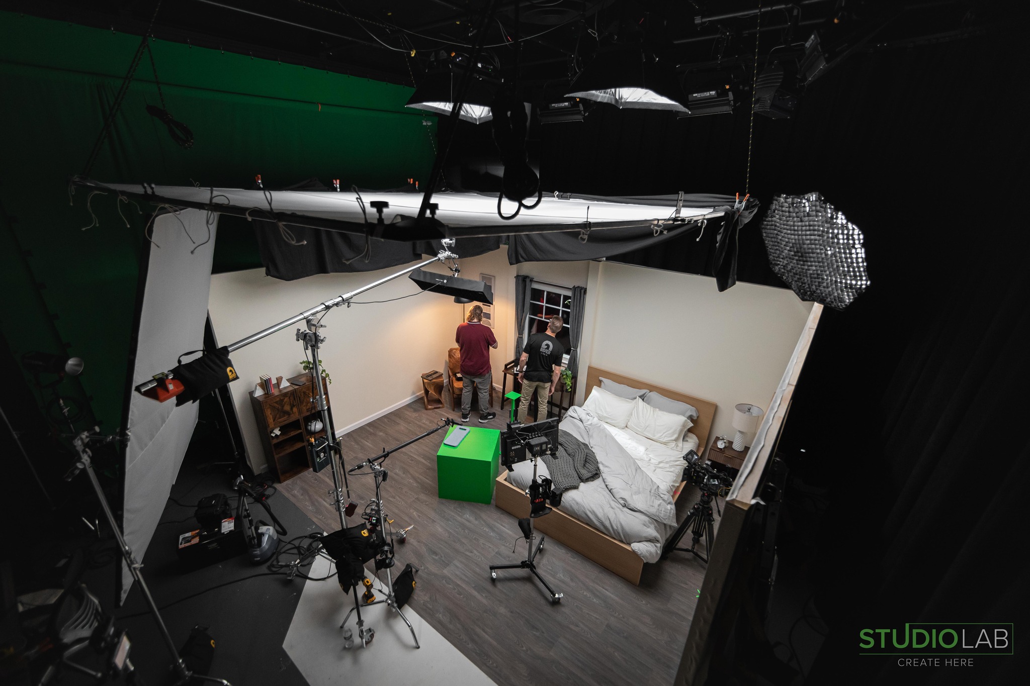 Buildout of bedroom set for practical shoot